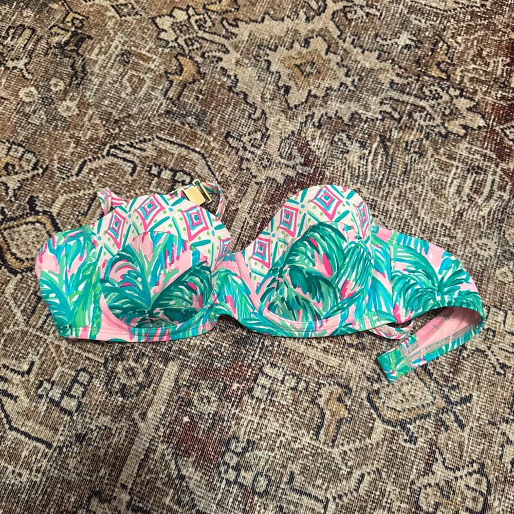 Lilly Pulitzer Pink and Green Bikini Top size 2 worn once